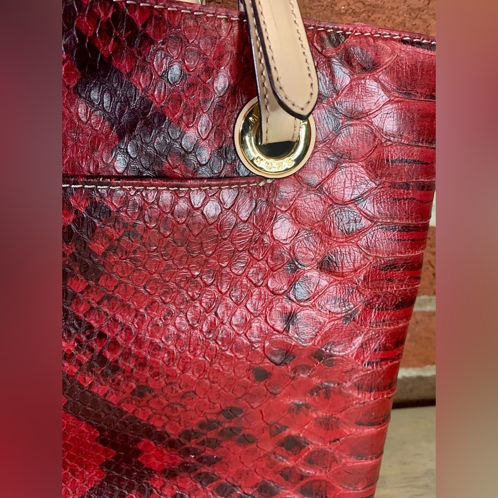 Michael Kors East West Burgundy Red Python Emboss… - image 4
